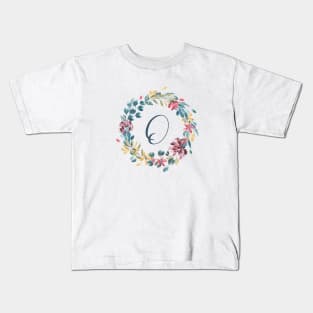 Floral Monogram O Colorful Full Blooms Kids T-Shirt